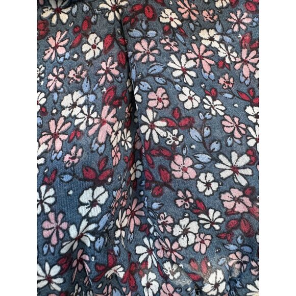 Japna Womens Cropped Long Sleeve Blouse Size S Multiicolor Floral Tie-Back Chic - Picture 12 of 12